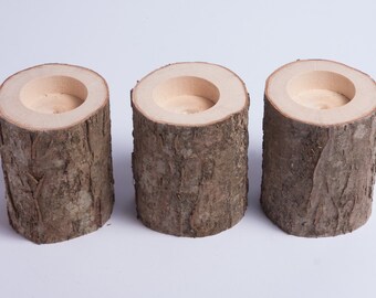 3 porta velas rústico, sostenedor ligero del té, pieza central de boda woodland, decoración de boda rústica, decoración para el hogar, país boda, decoración de la Navidad