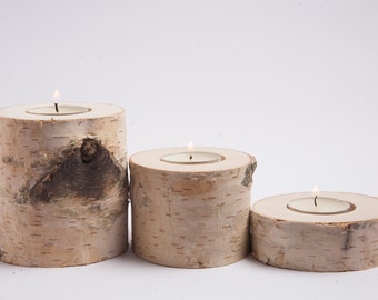 9 berk Kaarsenbakjes, thee licht houder, bosrijke bruiloft middelpunt, rustieke bruiloft decor, home decor, land bruiloft, kerst decor