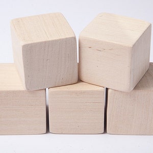 20 pcs 1 1/2 inch (4 cm) Unfinished Wood Blocks for wood crafts, wooden cubes, wood blocks, Great for Baby Showers, set of 20 blocks