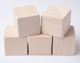 1 1/2 inch (4 cm) Unfinished Wood Blocks for wood crafts, wooden cubes, wood blocks, Great for Baby Showers, set of 10 blocks