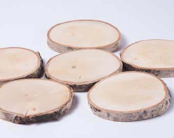 30 tranches de bois de bouleau 3"- 4" , décors de mariage rustiques, tranche de bois avec écorce, tranches d'étiquette, décors de mariage de bois, disques en bois pour l'artisanat