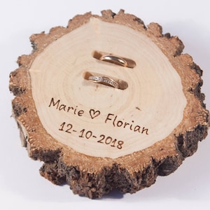 Rustic ring bearer pillow,  wedding wood slice, rustic ring box,  birch wedding decoration, wood wedding decor, ring pillow alternative,