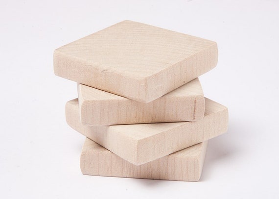 Unfinished 1 1/2 4cm Wood Squares for Wood Crafts, Wooden Supplies 