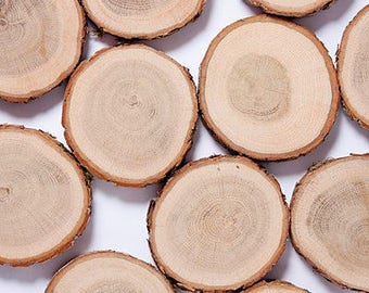 SALE! 20 oak wood slices 2- 3" , rustic wedding decors, wood slice with bark, tag slices, woodland wedding decors, wood discs for craft