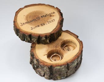 Ring box rustique, porte-bagues, oreiller porte-bague, décoration de mariage rustique, décor en bois pour le mariage en bois, anneau oreiller alternative