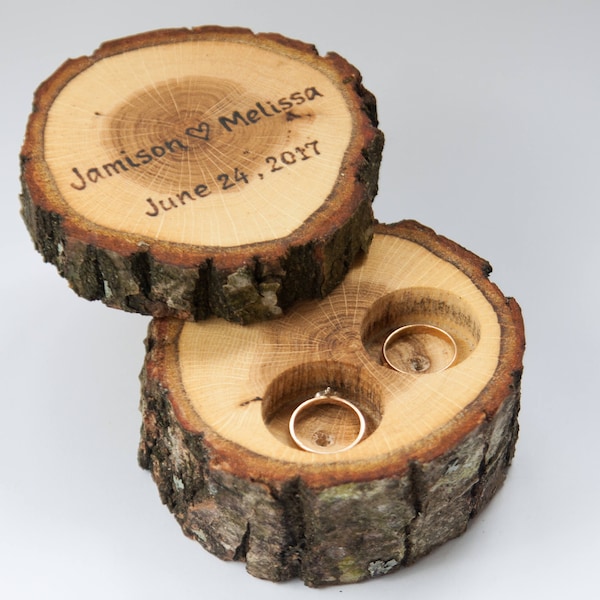 Ring box rustic, ring holder, ring bearer pillow, rustic wedding decoration, wood decor for woodland wedding, ring pillow alternative