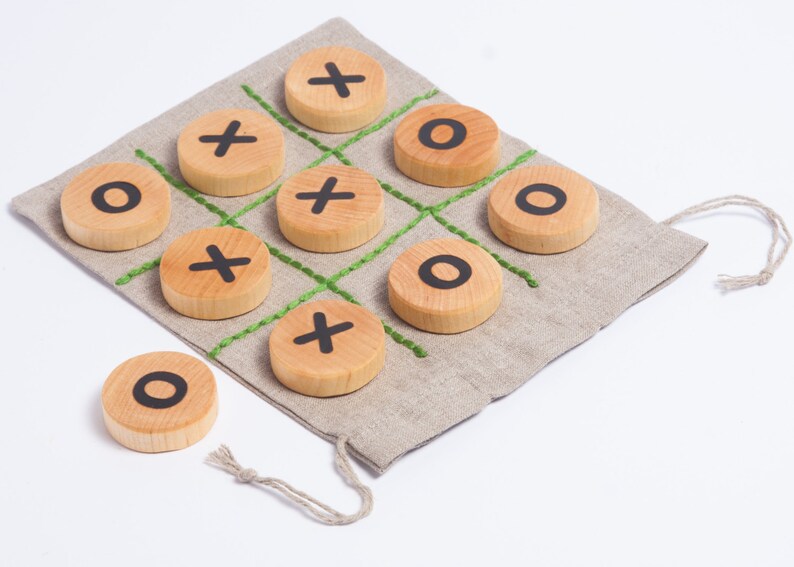 tic tac toe game, table game, wooden game for children, travel game, wooden toy, gift idea for kids, kids christmas gift image 1
