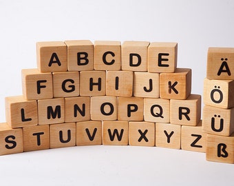 German Alphabet blocks, blocks with letters, wooden building blocks, eco fiendly toy