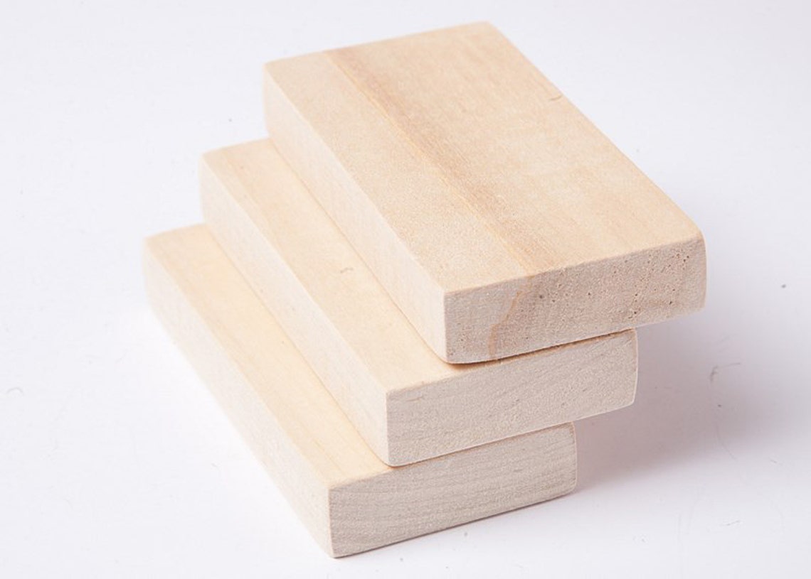 20 Unfinished Wood Blocks for Wood Crafts, Wooden Rectangle, Wooden ...
