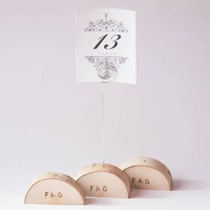 10 porta-números de mesa de casamento rústico com fio, porta-cartão de lugar, decoração de mesa de casamento de bétula, peça central de casamento