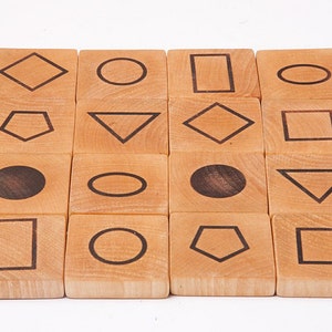 Wooden Memory Game, Mathematical Game, Geometric Symbols, Educational Game, handmade wooden toy, waldorf toy image 3