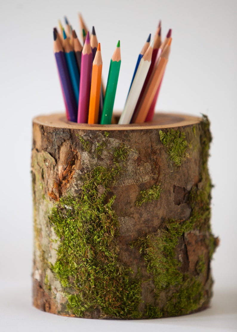 Wooden Pen and Pencil Holder Home Decor Rustic Wedding Etsy