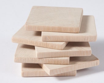 10 pcs unfinished 1 3/4” (4,5cm) Wood Squares for wood crafts, wooden supplies