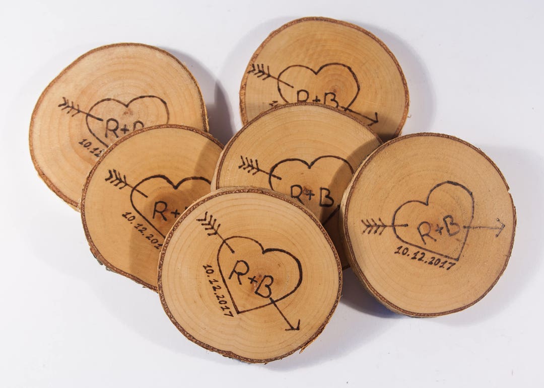 Set of 20 Personalized Wedding Coasters 34, Wooden Drink Coasters
