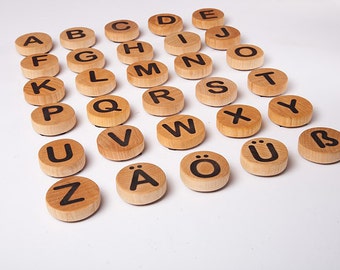 Montessori German alphabet, educational toy, uppercase and lowercase letters, wooden toys, eco friendly, kids christmas gift