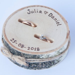 Rustic ring bearer pillow,  wedding wood slice, rustic ring box,  birch wedding decoration, wood wedding decor, ring pillow alternative,