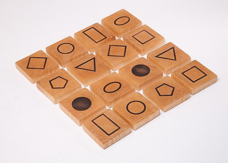 Wooden Memory Game Mathematical Game Geometric Symbols image 2