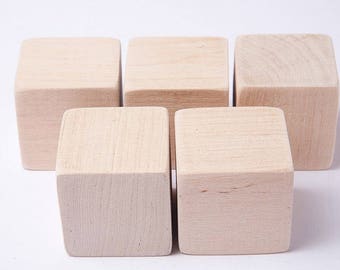 40 pcs 1 3/4 inch (4,5 cm) Unfinished Wood Blocks for wood crafts, wooden cubes, wood blocks, Great for Baby Showers