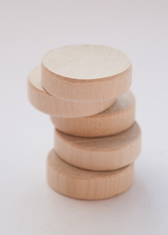 Unfinished 1 3/8 3,5cm Wood Discs for Wood Crafts, Wooden Supplies 