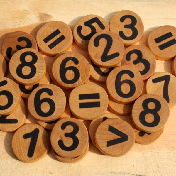 Handmade wooden numbers, eco friendly toy, educational game, waldorf toy, wooden toy, math game, christmas gift