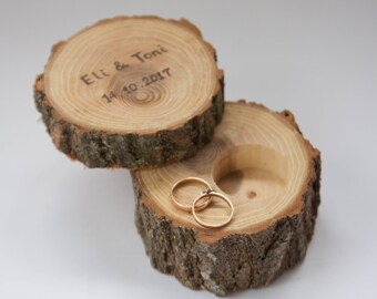 Ring vak rustiek ringhouder ring aan toonder kussen, rustieke bruiloft decoratie, hout decor voor bosachtige bruiloft, ring kussen alternatief