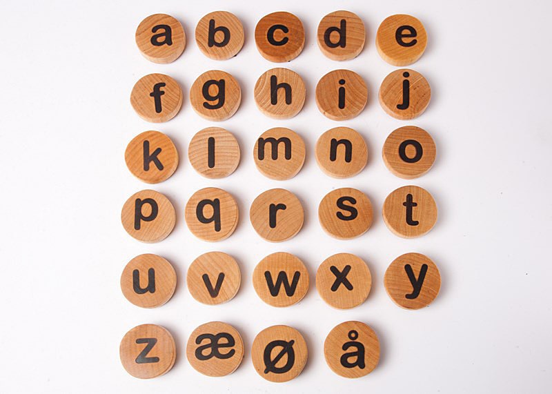Norwegian or Danish lowercase Letter Magnets alphabet , montessori letters, kids wooden toys, educational game, kids christmas gift