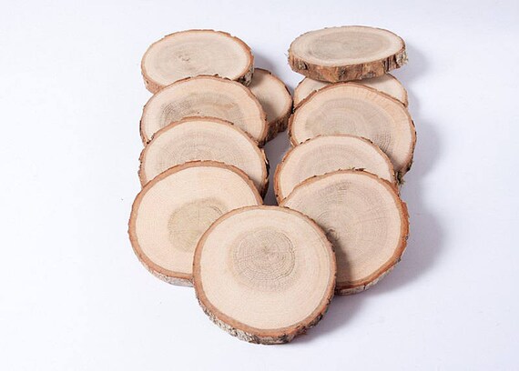 Sale 5 Ash Wood Slices 4 5 1 2 Rustic Wedding Etsy