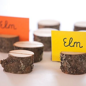 15 Titolari di carta in legno, portatavolo, Elm Wedding Table Decor Guest Card Holders, centrotavola rustico per matrimoni
