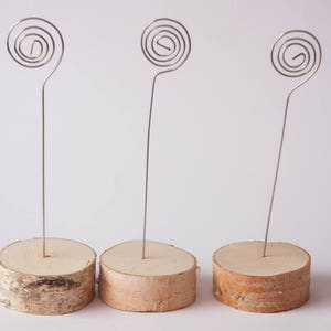 10 rustic wedding table number holder with wire, place card holder, birch wedding table decor, wedding centerpiece image 2