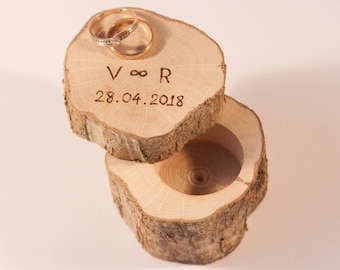 Vendita! Scatola ad anello in legno personalizzato, scatola di gioielli, porta anelli di nozze rustico, arredamento rustico matrimonio, scatola anello di fidanzamento, cuscino ad anello