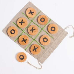 tic tac toe game, table game, wooden game for children, travel game, wooden toy, gift idea for kids, kids christmas gift image 2