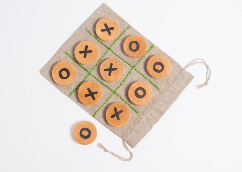 tic tac toe game, table game, wooden game for children, travel game, wooden toy, gift idea for kids, kids christmas gift image 2