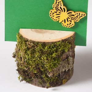 25 Support de numéro de table en bois, décor rustique de mariage, détenteurs de carte d’invité, pièces maîtresses de mariage boisées, stand de carte de place, porte-étiquette de nom