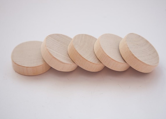 Unfinished 1 3/8 3,5cm Wood Discs for Wood Crafts, Wooden Supplies 