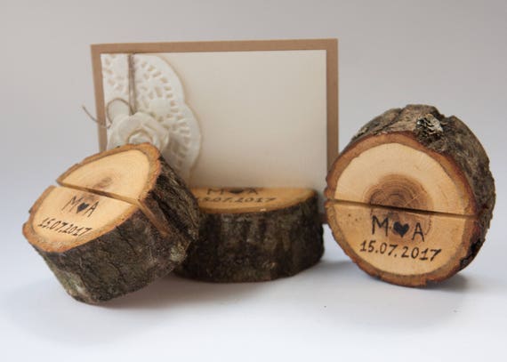 Set 20 Segnaposto In Legno Rustico + 30 Carte Kraft – Portafoto E Portanome Per Matrimonio, Feste E Buffet – Decorazione Tavolo Naturale