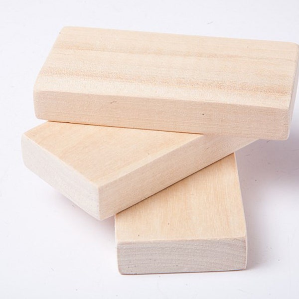 10 Unfinished Wood Blocks for wood crafts, wooden rectangle, wooden supplies