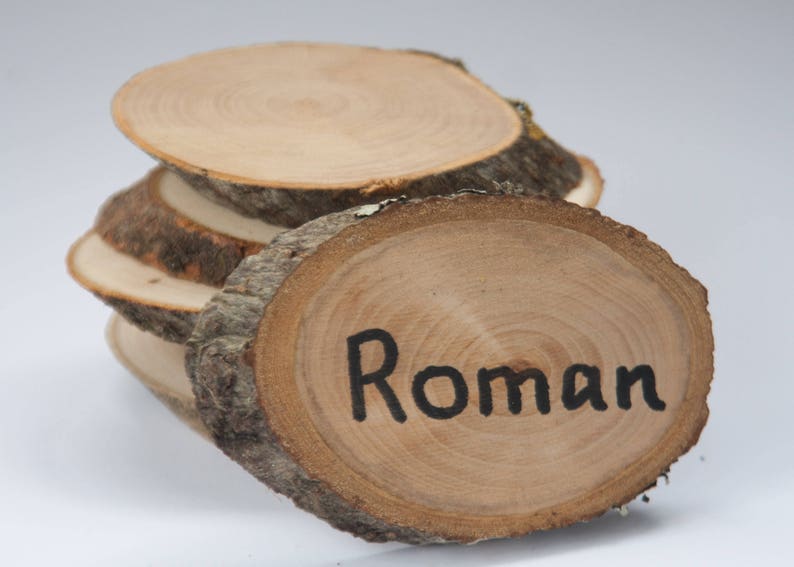 rustic place cards wooden place cards. rustic wedding decor Set of 20 wooden slices wedding favors oval tags slices place settings