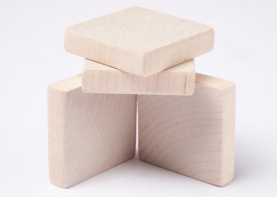 10 Pcs Unfinished 1 3/4 4,5cm Wood Squares for Wood Crafts, Wooden Supplies  