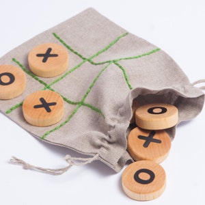 tic tac toe game, table game, wooden game for children, travel game, wooden toy, gift idea for kids, kids christmas gift image 4