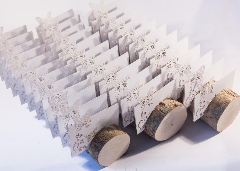 3 Pcs Log Place Card Holders Rustic Wedding Decor Guest Card Etsy
