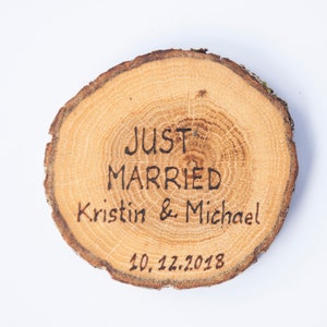 10 oak wood coasters 3 4 , rustic wedding decors, wedding coasters, rustic wedding favors, JUST MARRIED coasters image 2