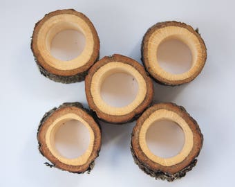 Reeks van 5 servetringen, houten servetringen, rustiek huwelijksdecor, servethouder, lijst het plaatsen