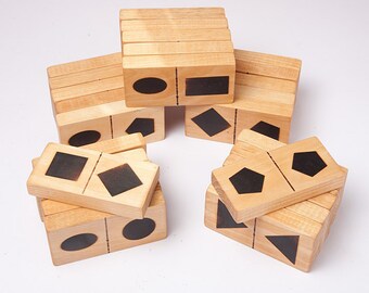 Geometric shape dominoes, eco friendly toy, kids wooden toys, waldorf