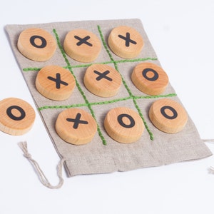 tic tac toe game, table game, wooden game for children, travel game, wooden toy, gift idea for kids, kids christmas gift image 3