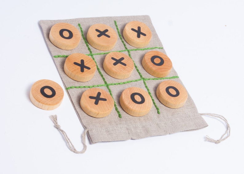 tic tac toe game, table game, wooden game for children, travel game, wooden toy, gift idea for kids, kids christmas gift image 3