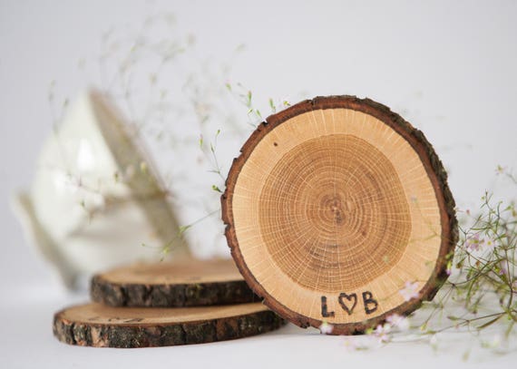 10 sottobicchieri legno rovere 34, albero fette per matrimonio