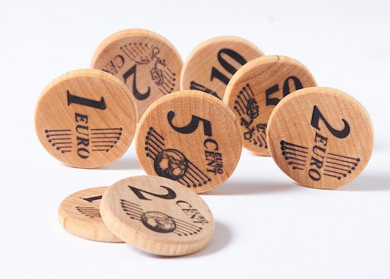 wooden play money