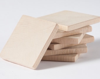 20 pcs unfinished 1 3/4” (4,5cm) Wood Squares for wood crafts, wooden supplies