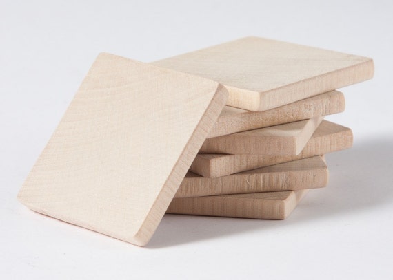 20 Pcs Unfinished 1 3/4 4,5cm Wood Squares for Wood Crafts, Wooden Supplies  