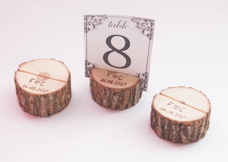 20 personalized wood table number holder Rustic wedding Etsy